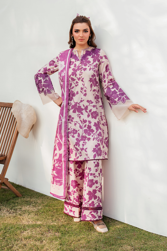 3 Piece Unstitched Printed Lawn Suit
