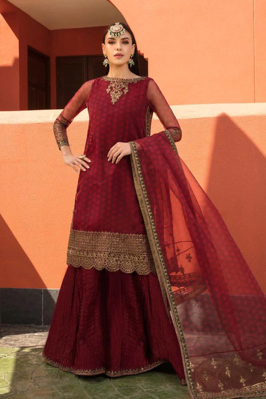 3 Piece Unstitched Embroidered Organza Suit