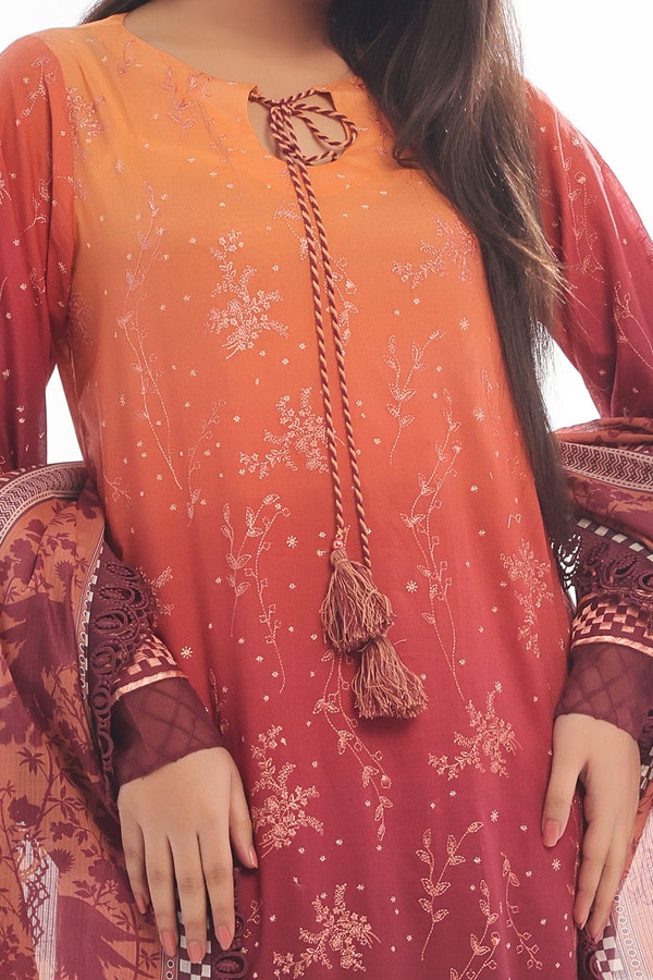 3 Piece Unstitched Embroidered Lawn Suit