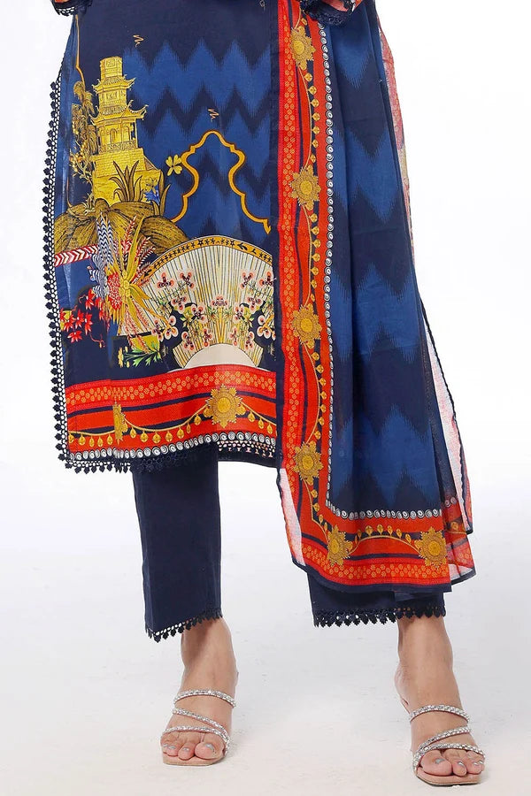 3 Piece Unstitched Printed Lawn Suit