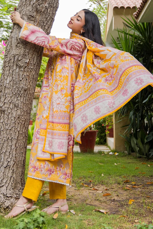 3 Piece Unstitched Printed Lawn Suit