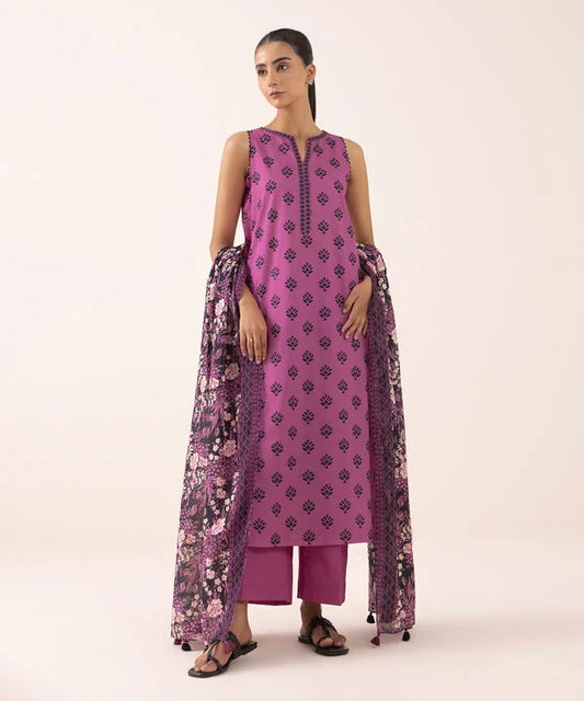 3 Piece Unstitched Printed Lawn Suit