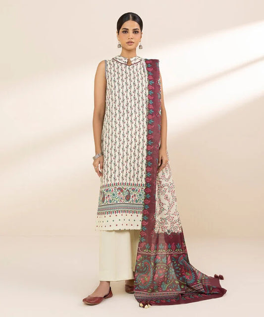 3 Piece Unstitched Printed Lawn Suit