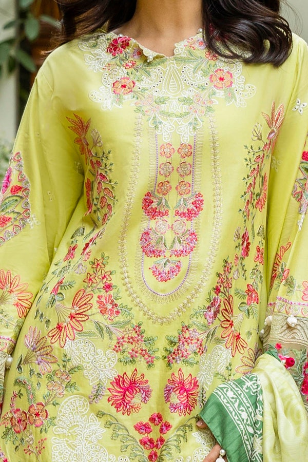 3 Piece Unstitched Embroidered Lawn Suit