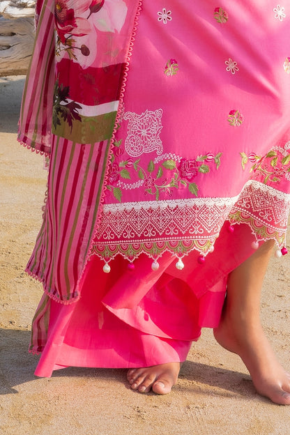 3 Piece Unstithed Embroidered Lawn Suit