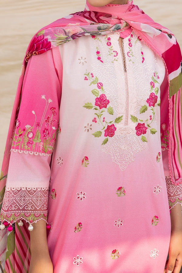 3 Piece Unstithed Embroidered Lawn Suit