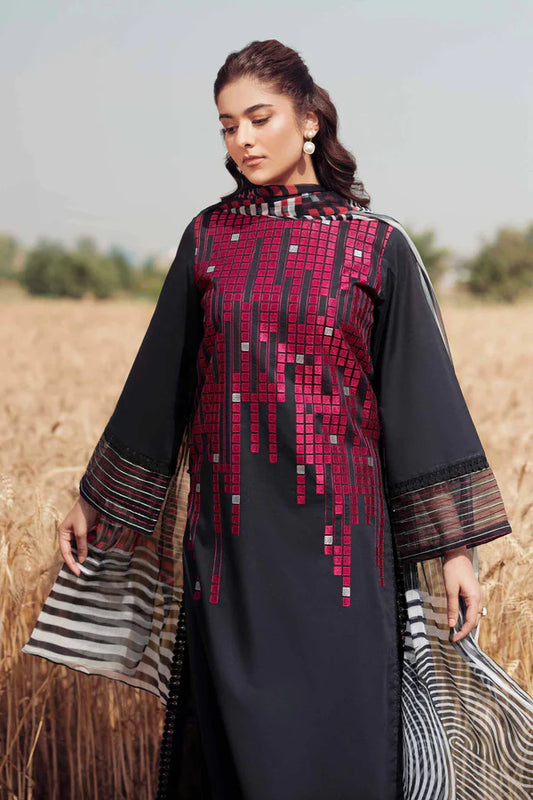 3 Piece Dyed Printed Embroidered Suit