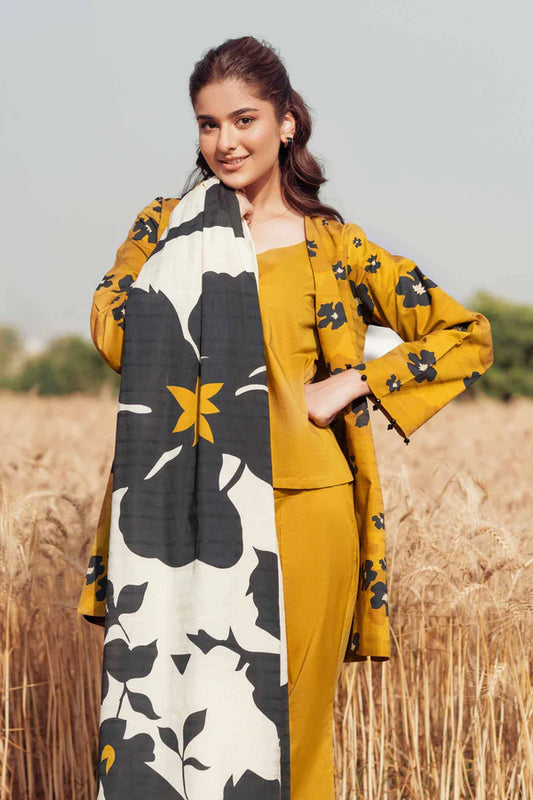 3 Piece Digital Printed Embroidered Suit