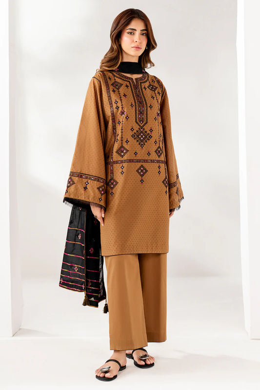 3 Pieces Unstitched Embroidered Lawn Suit