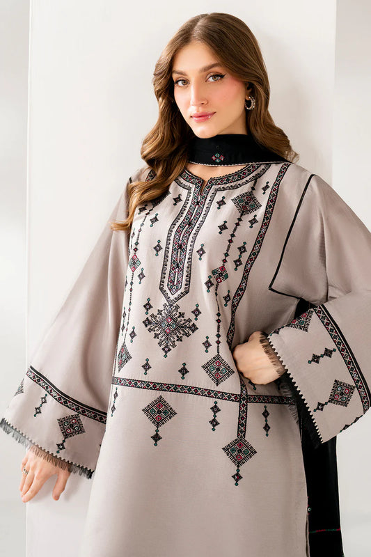 3 Pieces Unstitched Embroidered Lawn Suit