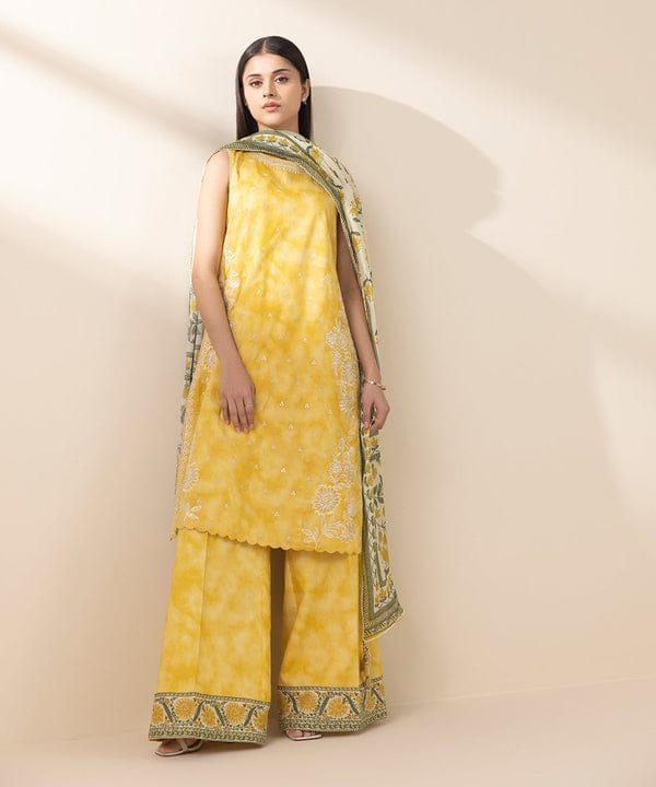 3 Piece Unstitched Embroidered Lawn Suit