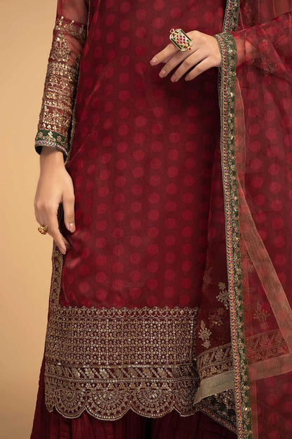 3 Piece Unstitched Embroidered Organza Suit