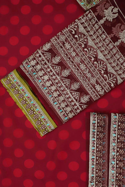 3 Piece Unstitched Embroidered Organza Suit