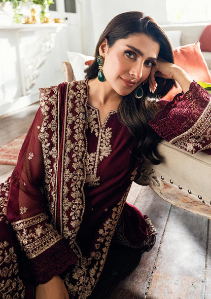 3 Piece Unstitched Suit based on Chiffon Fabric with Malai Trouser