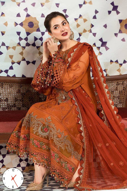 3 Piece Unstitched Suit Based on Chiffon Fabric with Crape Malai Trouser