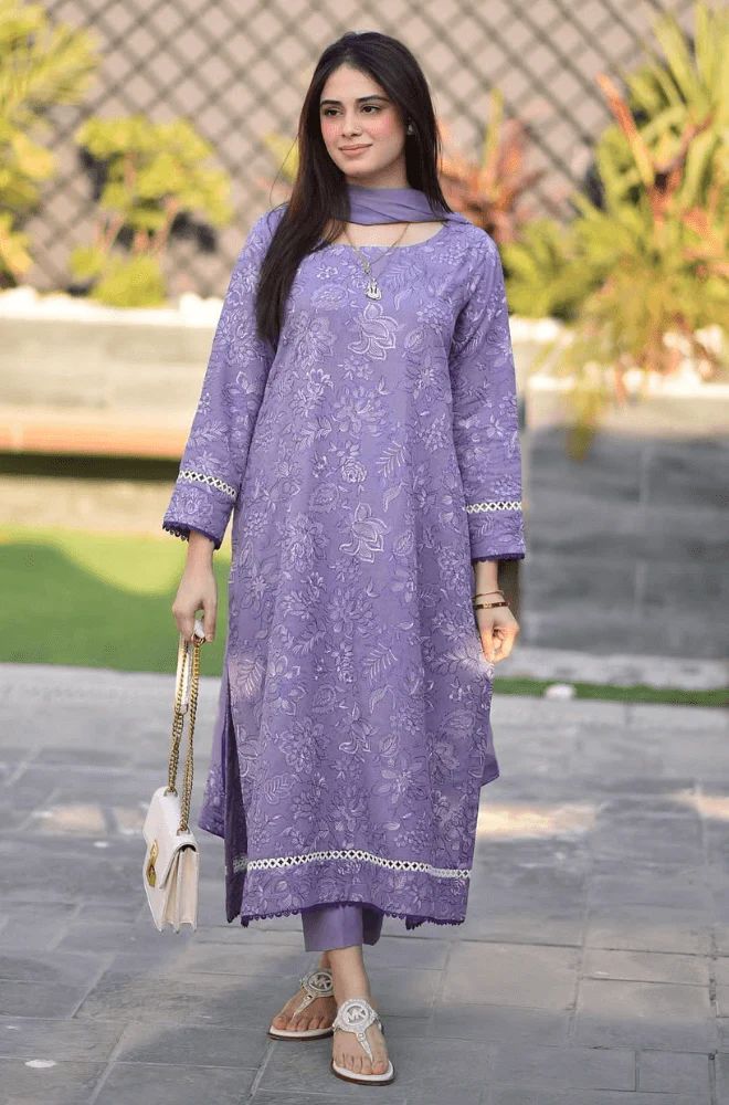 Premium 3 Piece Unstitched Dhanak Suit with Heavy Embroidered Shawl