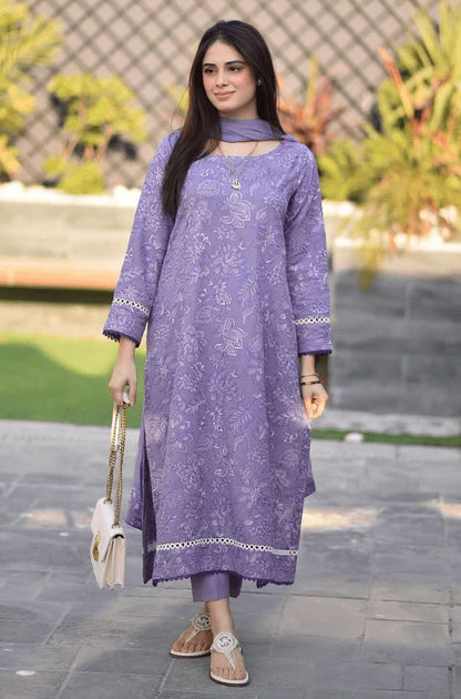 Premium 3 Piece Unstitched Dhanak Suit with Heavy Embroidered Shawl