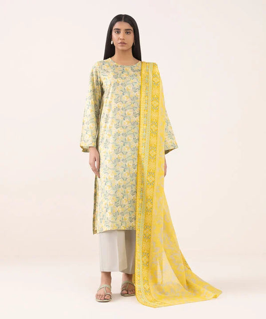 3 Piece Unstitched Printed Lawn Suit