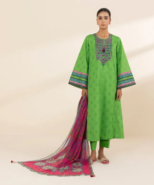 3 Piece Unstitched Embroidered Lawn Suit