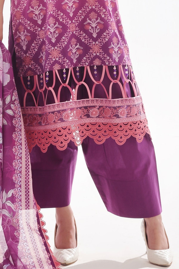 3 Piece Unstitched Embroidered Lawn Suit