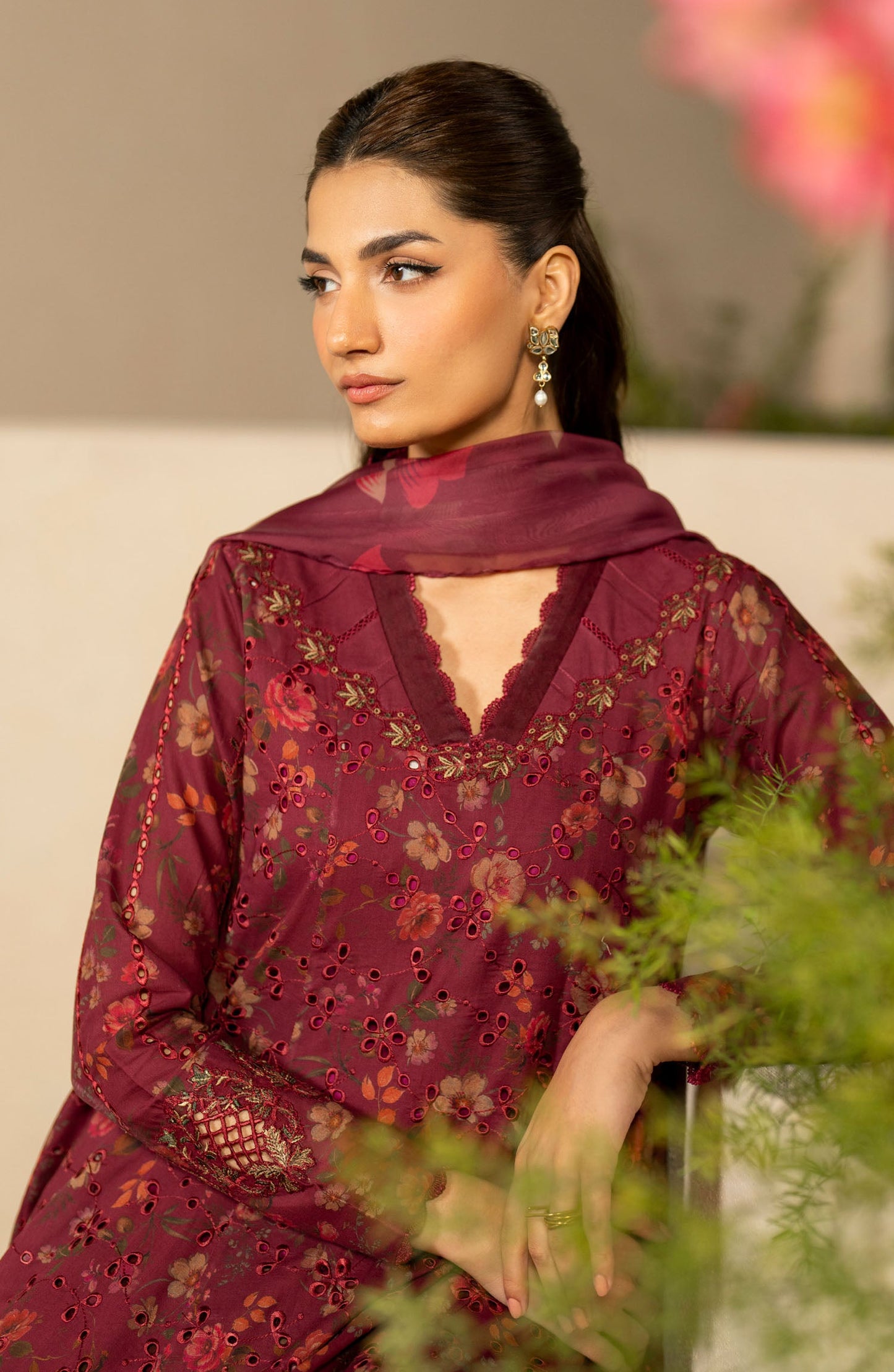3 Piece Unstitched Embroidered Lawn Suit