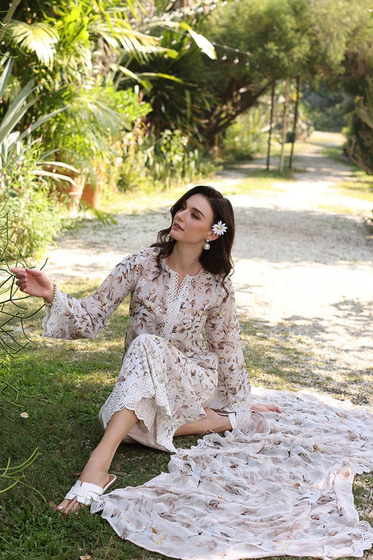 3 Piece Unstitched Embroidered Printed Lawn Suit