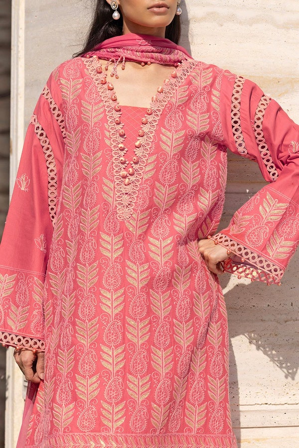 3 Piece Unstitched Embroidered Lawn Suit