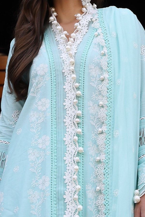 3 Piece Unstitched Schiffli Embroidered Lawn Suit