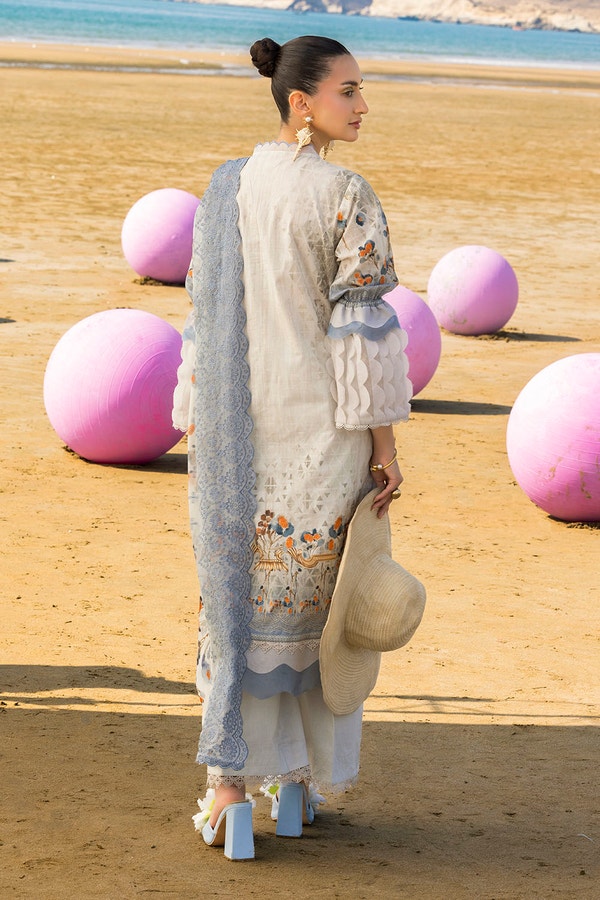 3 Piece Unstitched Embroidered Printed Lawn Suit