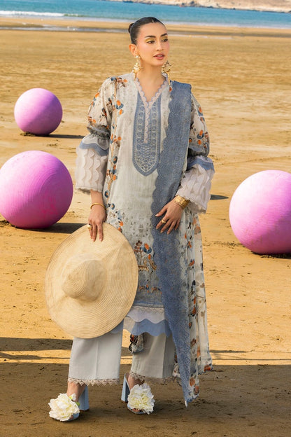 3 Piece Unstitched Embroidered Printed Lawn Suit