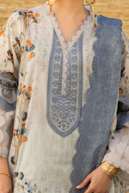 3 Piece Unstitched Embroidered Printed Lawn Suit