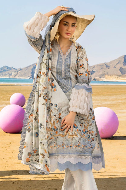 3 Piece Unstitched Embroidered Printed Lawn Suit