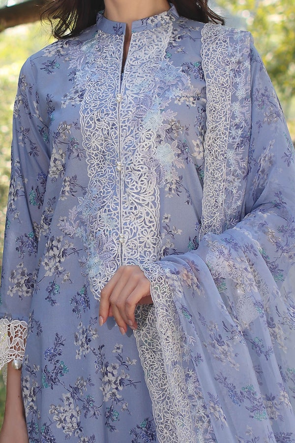 3 Piece Unstitched Embroidered Printed Lawn Suit