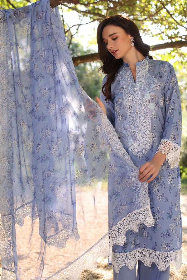 3 Piece Unstitched Embroidered Printed Lawn Suit