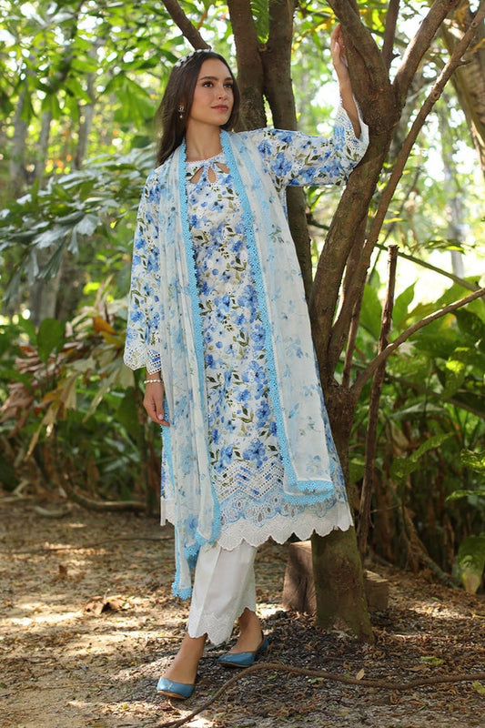 3 Piece Unstitched Embroidered Printed Lawn Suit