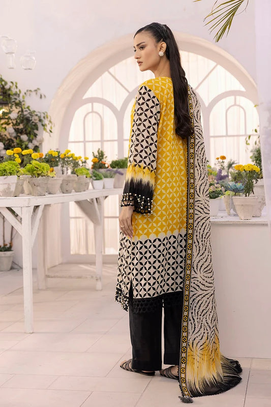 3 Piece Unstitched Embroidered Printed Lawn Suit