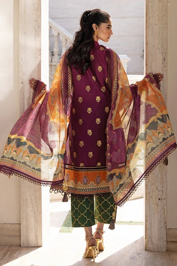 3 Piece Unstitched Embroidered Raw Silk Suit