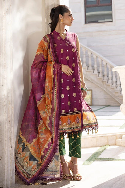 3 Piece Unstitched Embroidered Raw Silk Suit
