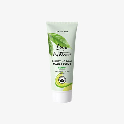 Love Nature Purifying 2-in-1 Mask & Scrub with Organic Tea Tree & Lime
